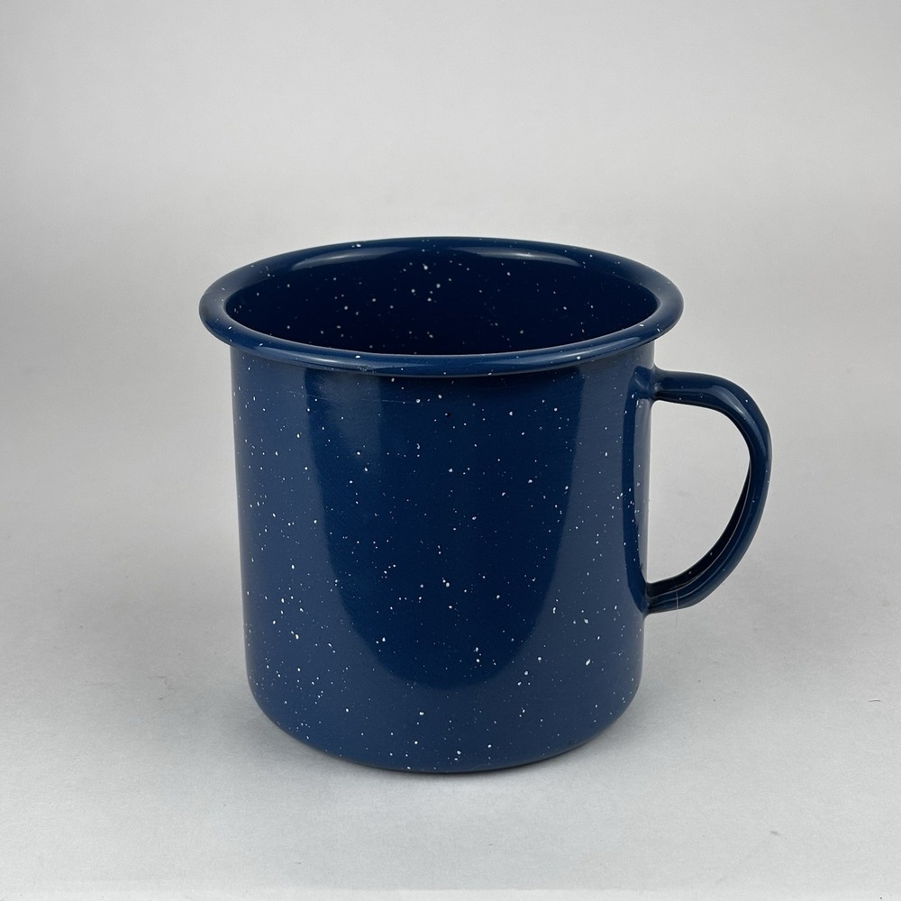 Vintage Enamelware‎ Blue Speckled Coffee/ Soup Cup Mug Camping